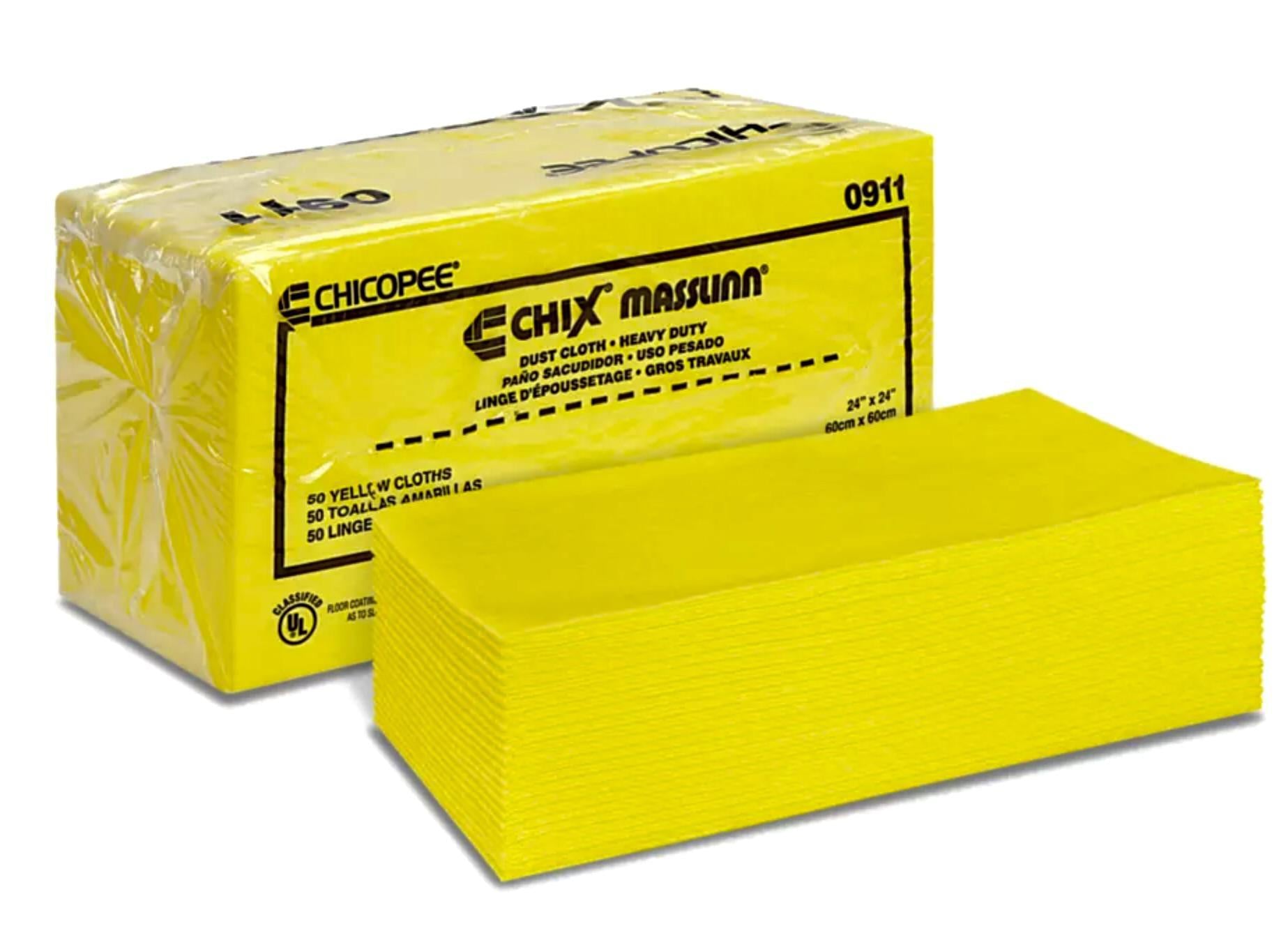 Chicopee 0911 Masslinn 24" x 24" Yellow Heavy-Duty Dusting Cloth - 100/Case