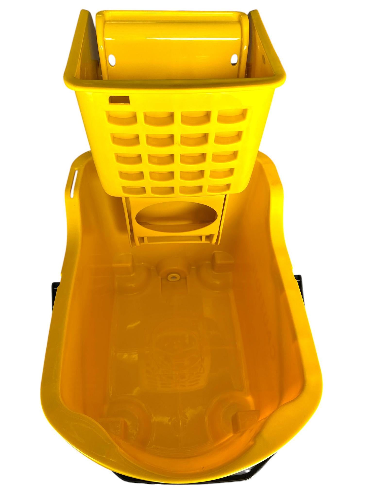 Mop Bucket Cart with Side Press Wringer, Metal Handle and 34 Quart Capacity, Yellow