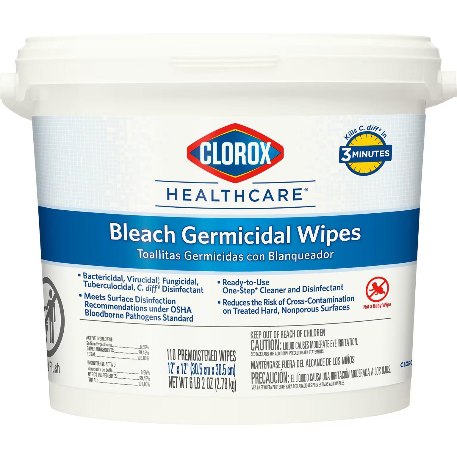 CLOROX HC BLEACH GERMICIDAL TERMINAL WIPES 2/110 CT WIPES  /CASE