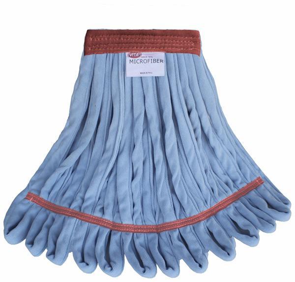 BULK CASE (30/CS) LARGE BLUE MICROFIBER Rough Floor LOOPED-END Wet Mop--1 1/4" BAND