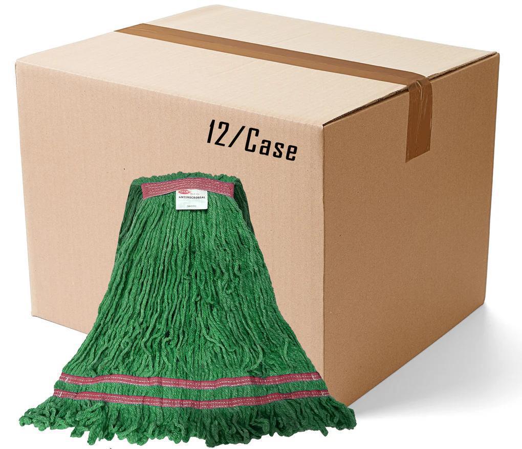 LARGE- Premium Blend ANTIMICROBIAL LOOPED-END Wet Mop--1 1/4" BAND