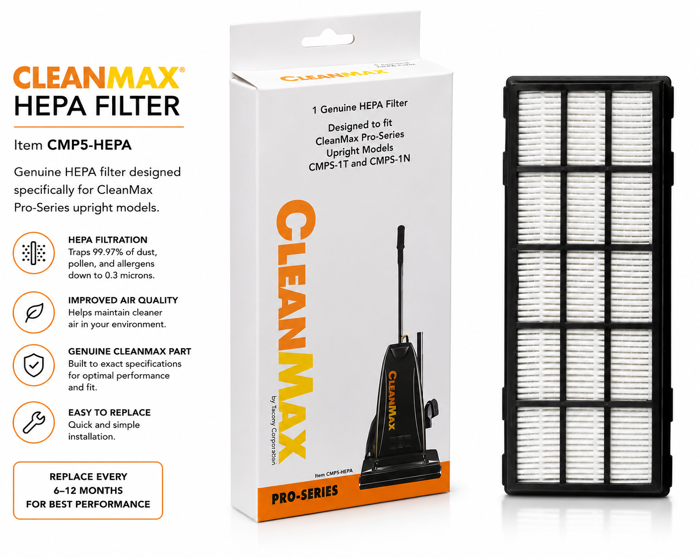 CleanMax Genuine HEPA Filter – CMPS-HEPA for Pro-Series Upright Vacuums