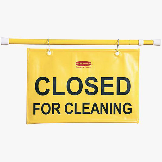 Rubbermaid FG9S1500YEL Yellow "Closed for Cleaning" Hanging Doorway Safety Sign