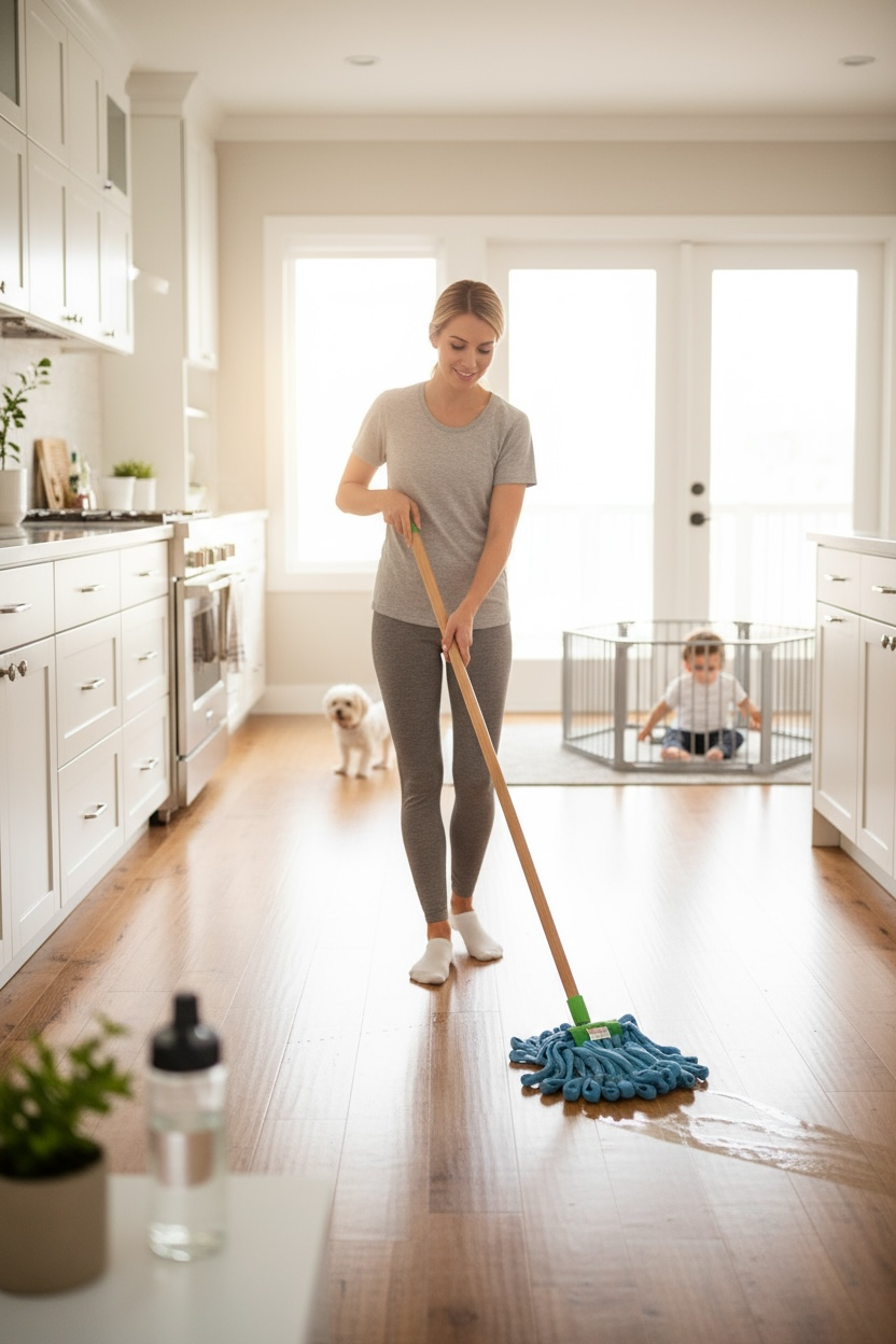 LARGE BLUE MICROFIBER Rough Floor LOOPED-END Wet Mop--1 1/4" BAND