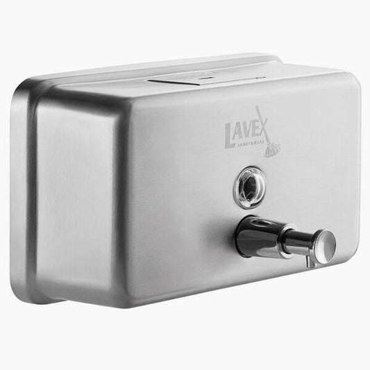 Lavex Janitorial 40 oz. (1200 mL) Stainless Steel Surface Mounted Horizontal Soap Dispenser