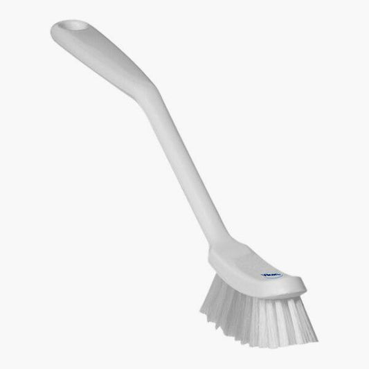 Vikan 42875 11 7/16" White Narrow Dish Brush with Medium Bristles