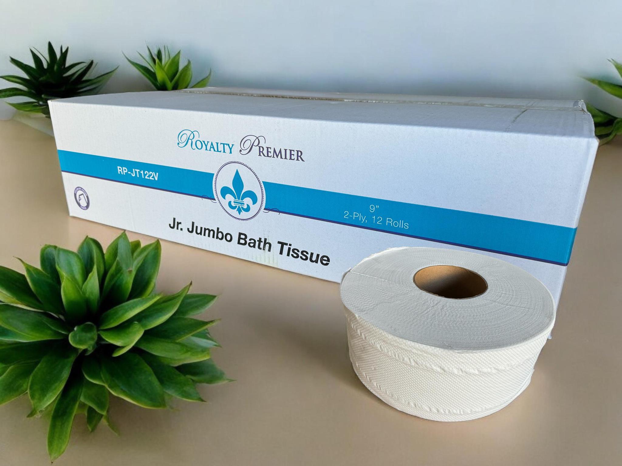 ROYALTY PREMIER 2-PLY VIRGIN JR. JUMBO BATH TISSUE 3.3X9"  12/CASE. 700FT
