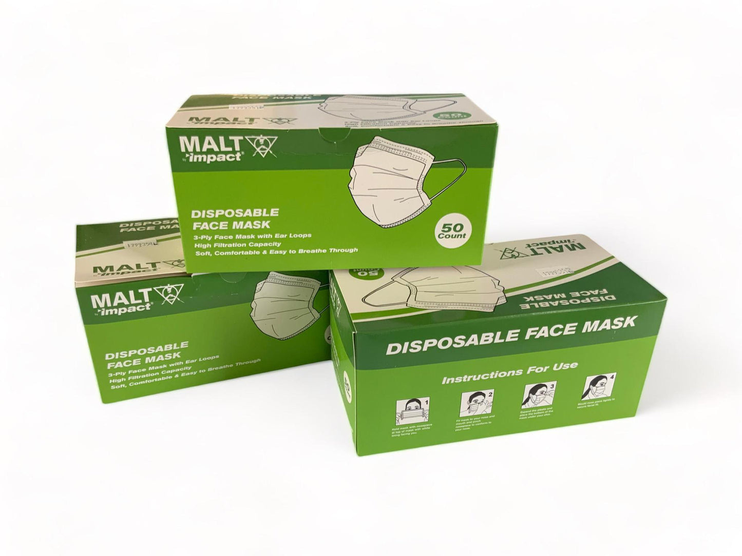 MALT IMPACT 3-PLY NON MEDICAL FACE MASK WITH EAR-LOOP EA