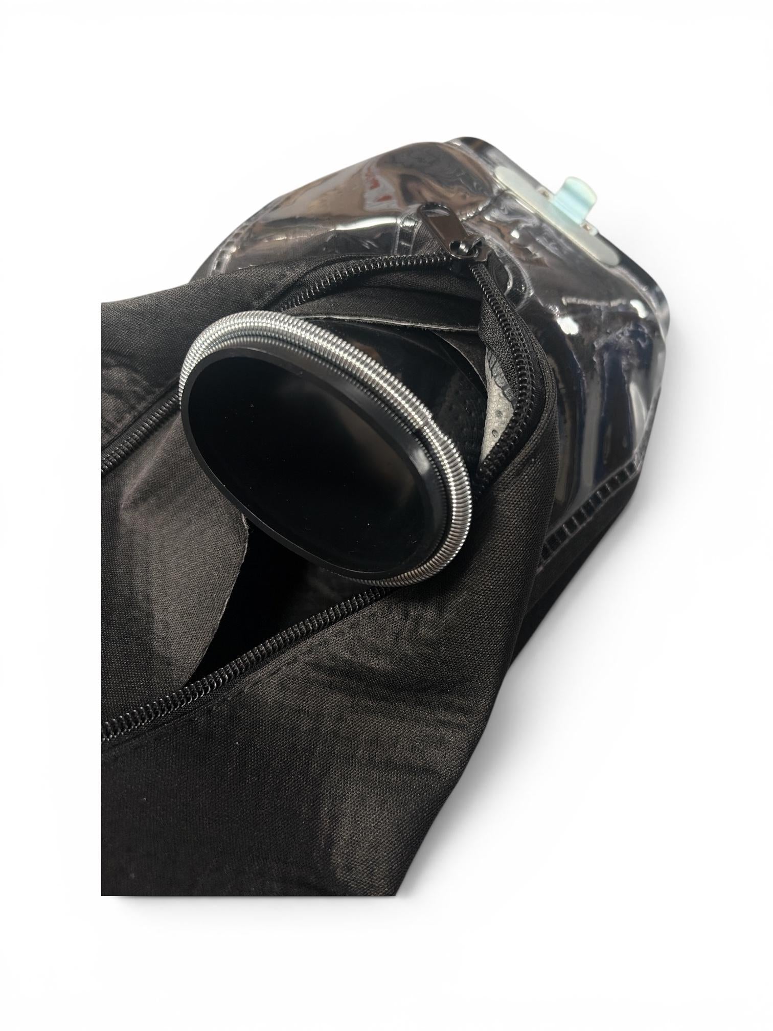 SMS LINED DUAL CLOTH BAG WITH ZIPPER - BLACK