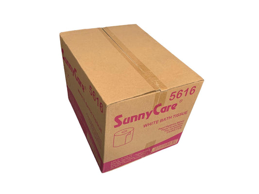 SUNNYCARE 2" CORE TOILET TISSUE WHITE RECYCLED 2-PLY 4.0 IN X 3.75 IN 616 SHEETS PER ROLL 48/CASE