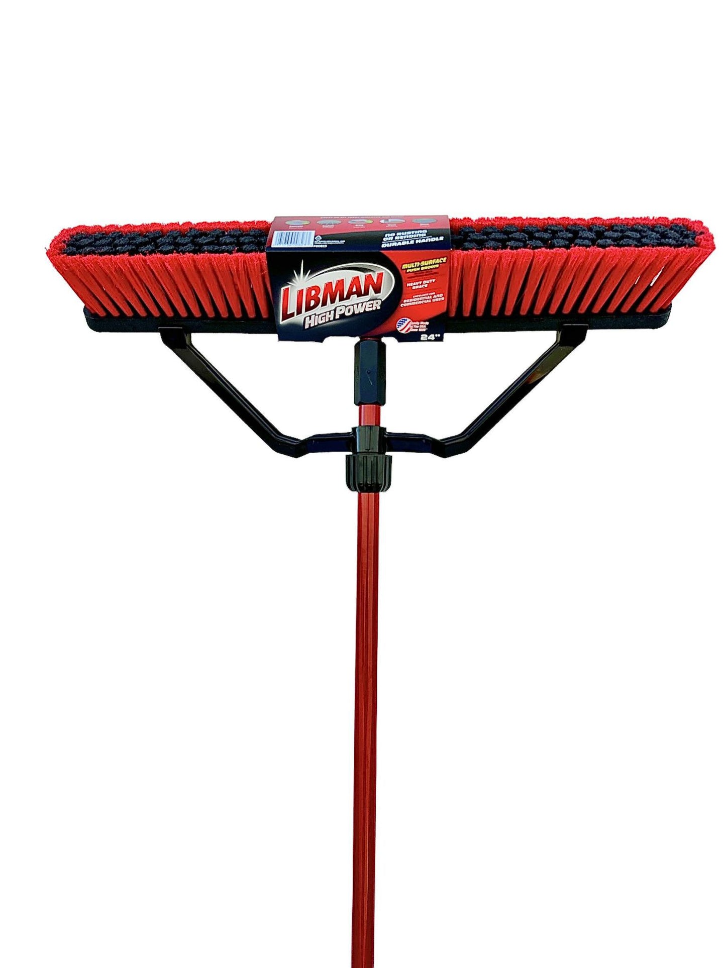 Libman 823 24" Multi-Surface Heavy-Duty Push Broom with 60" Handle