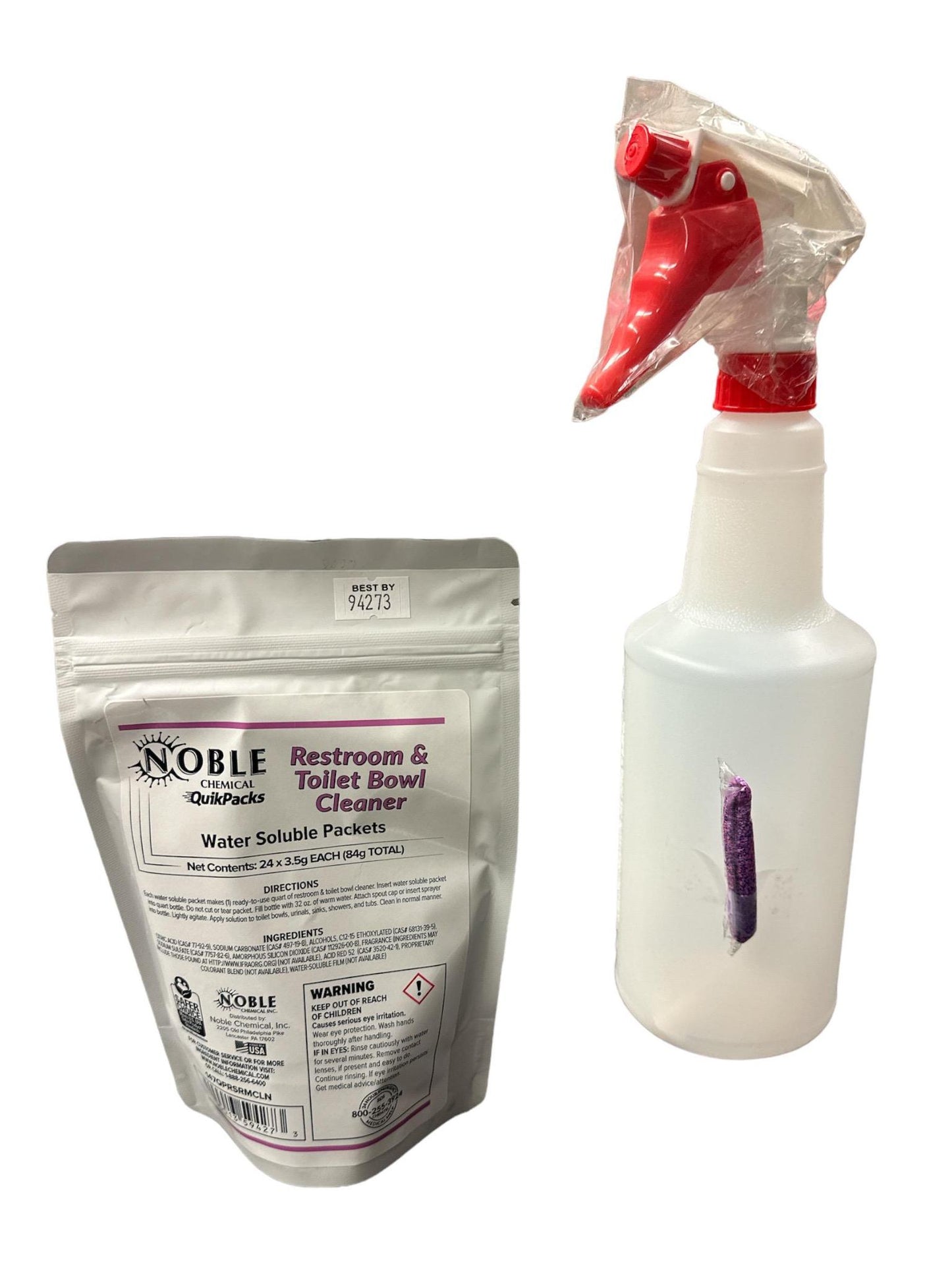 Noble Chemical QuikPacks 3.5 Gram Restroom and Toilet Bowl Cleaner Packets 4BAGS/CASE