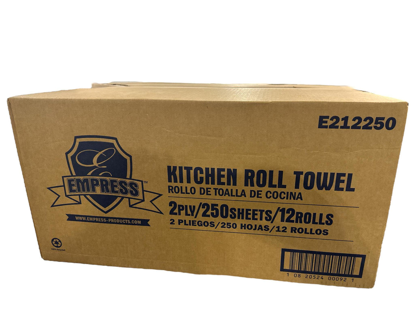 E212250 Empress Kitchen Roll Towel 8" X 11" 2ply White 12 / 250 Sheets