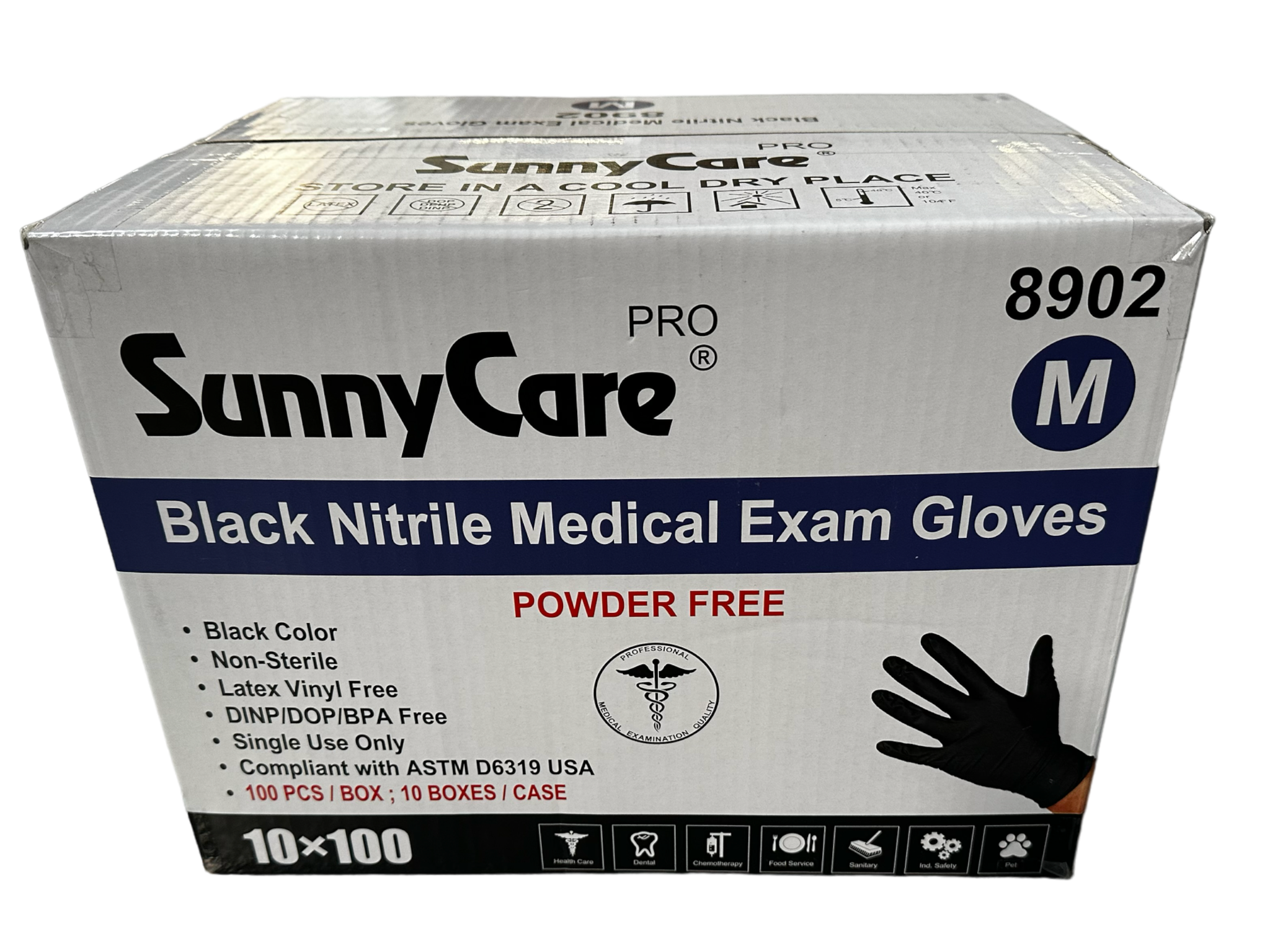 BLACK NITRILE MEDICAL EXAM GLOVES 5MIL POWDER FREE