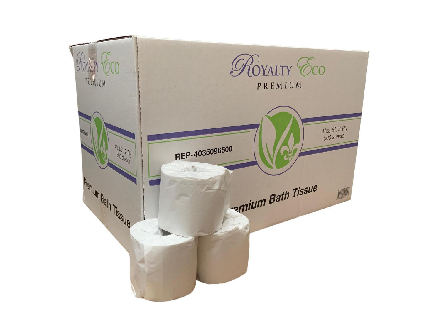 ROYALTY ECO RECYCLINC PREMIUM TOILET PAPER TISSUE 4X3.5 500 SHEETS 96 ROLLS