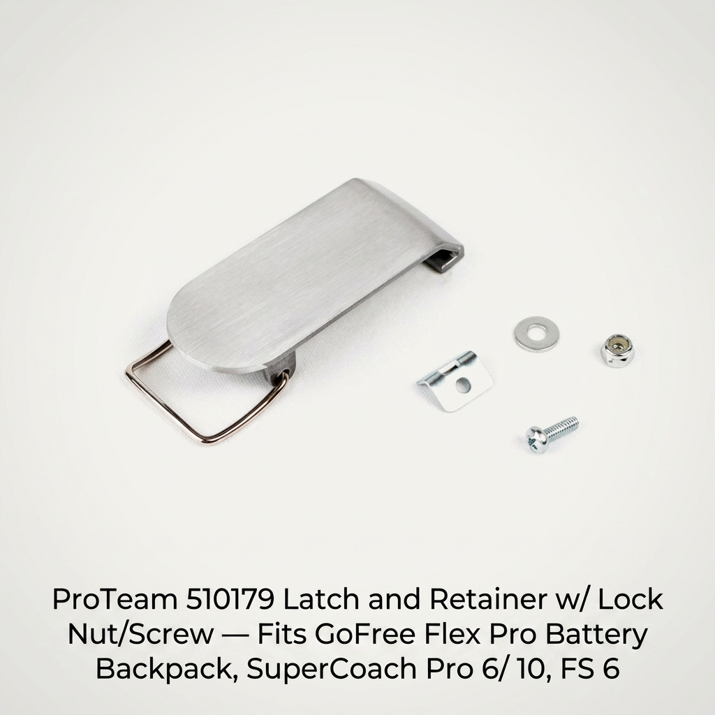 ProTeam 510179 Latch and Retainer w/ Lock Nut/Screw — Fits GoFree Flex Pro Battery Backpack, SuperCoach Pro 6/ 10, FS 6