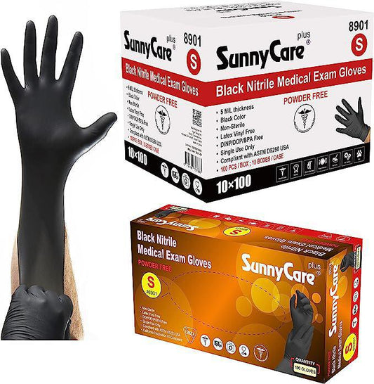 BLACK NITRILE MEDICAL EXAM GLOVE POWDER FREE