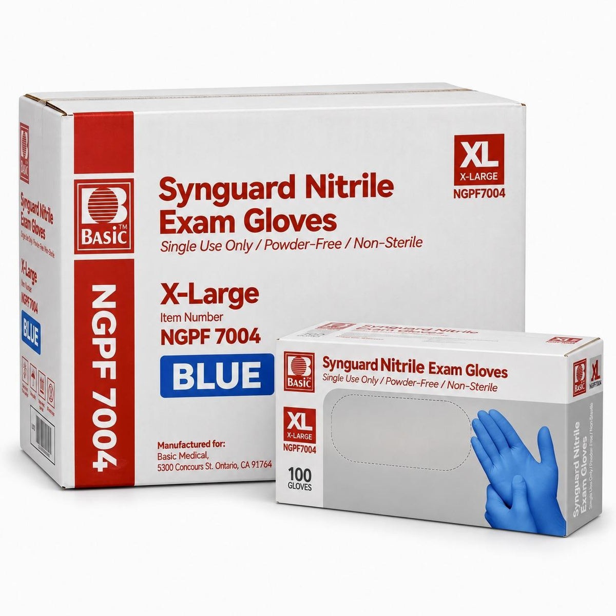 BASIC Synguard Blue Nitrile Exam Gloves – X-Large – Powder-Free