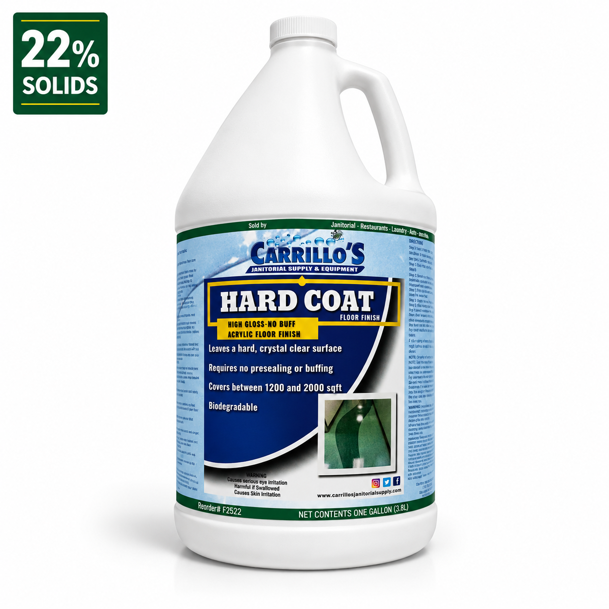 HARD COAT HIGH GLOSS NO BUFF ACRYLIC FLOOR FINISH/4 CASE. 22%