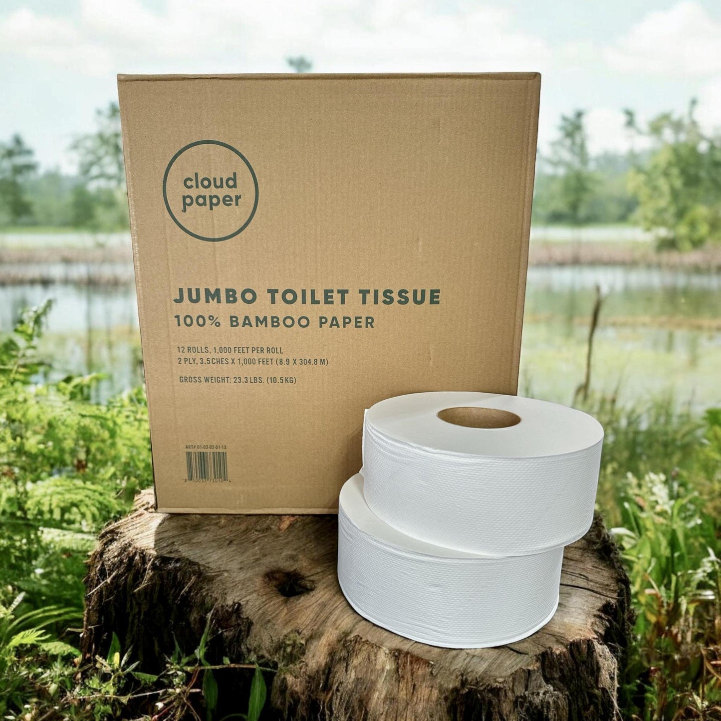 Jumbo toilet tissue 100% Bamboo paper- 2ply 3.5 1000ft. 12 Rolls/case