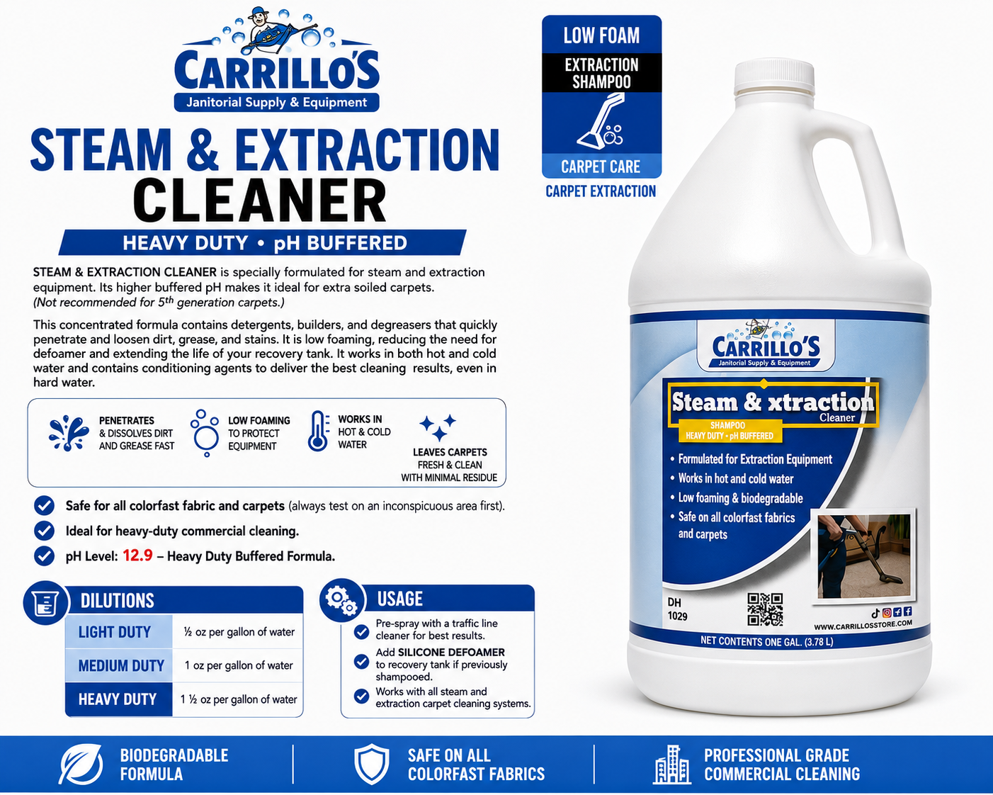 STEAM AND EXTRACTION SHAMPOO HEAVY DUTY PH BUFFERED