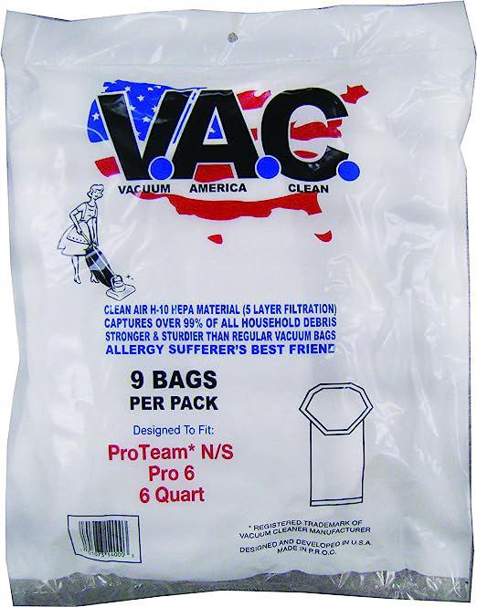 PROTEAM N/S Pro 6 6 Quart H-10 HEPA Filtration – 9 Bags per Pack