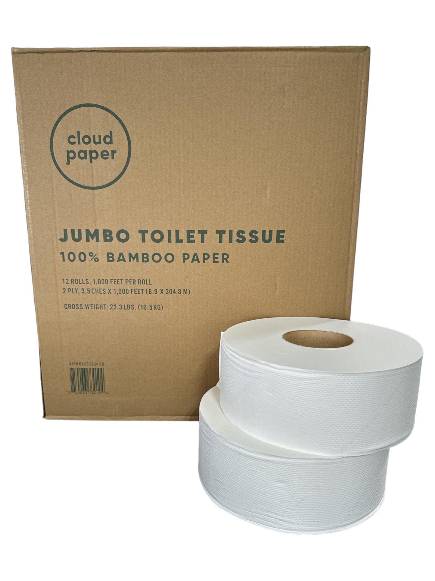 Jumbo toilet tissue 100% Bamboo paper- 2ply 3.5 1000ft. 12 Rolls/case