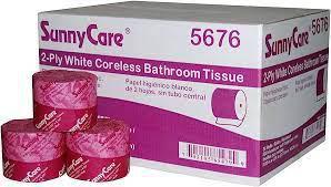 Coreless bathroom tissue white recycled 2-ply 3.85"x4.05"  36rolls case