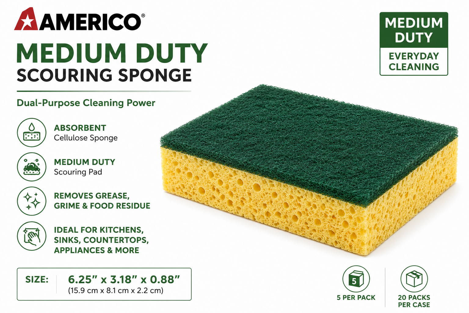 Americo Medium Duty Scouring Sponge