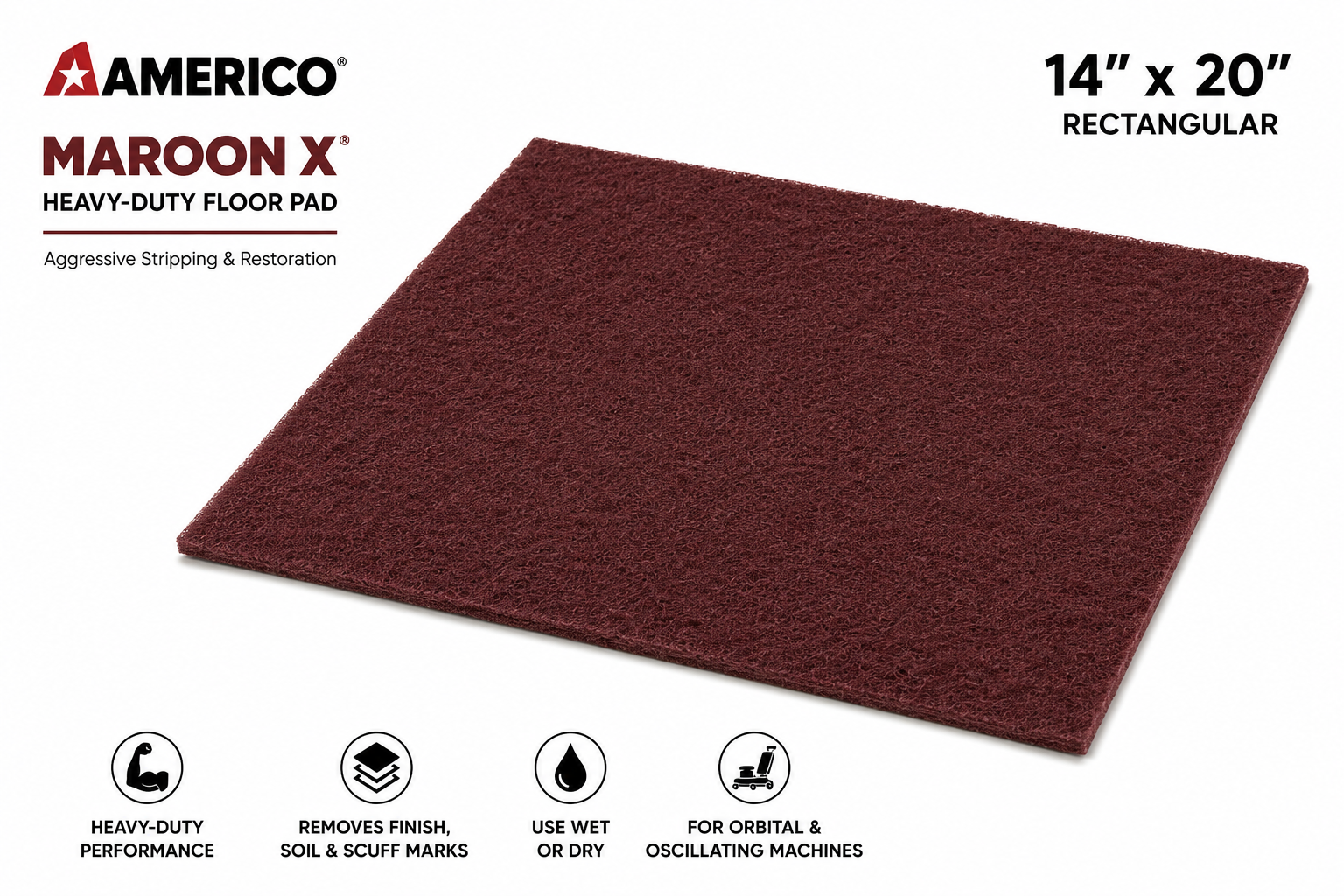 Americo Maroon X Floor Pad 14" x 20"