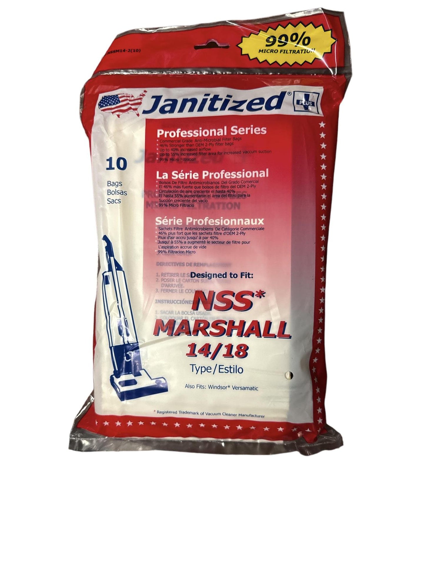 VACUUM BAGS, REPLACES 6890241- NSS MARSHALL 14-18 BANDIT 14- JANNSSM1410