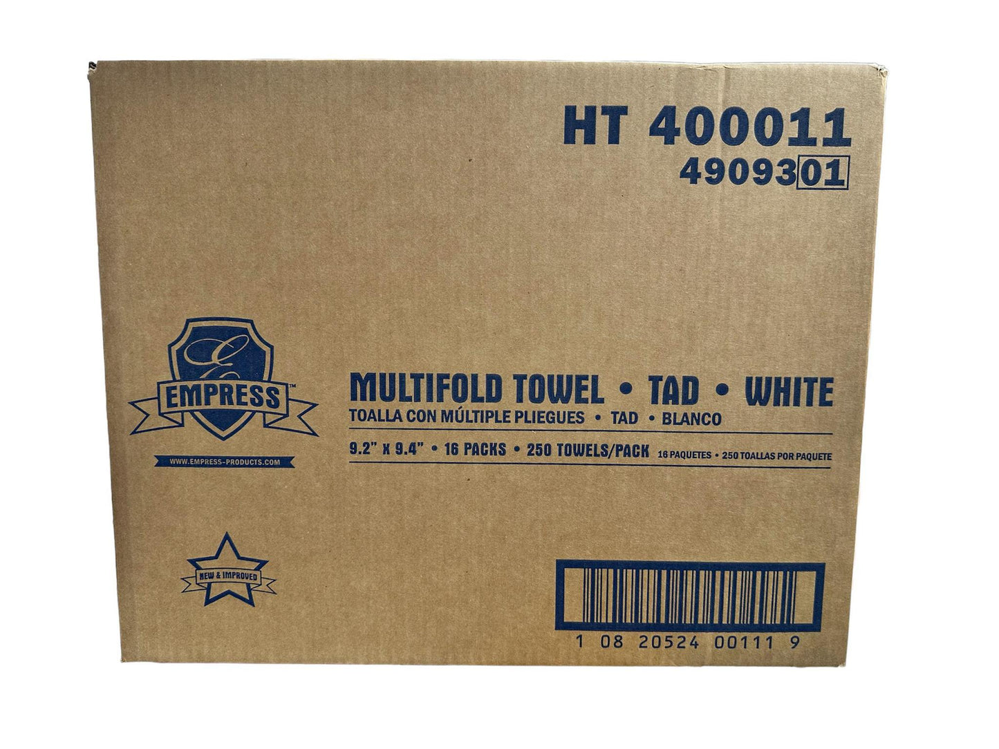 HT 400011 Empress TAD Premium Multifold Towel 9.2" X 9.4" White 4000 cs