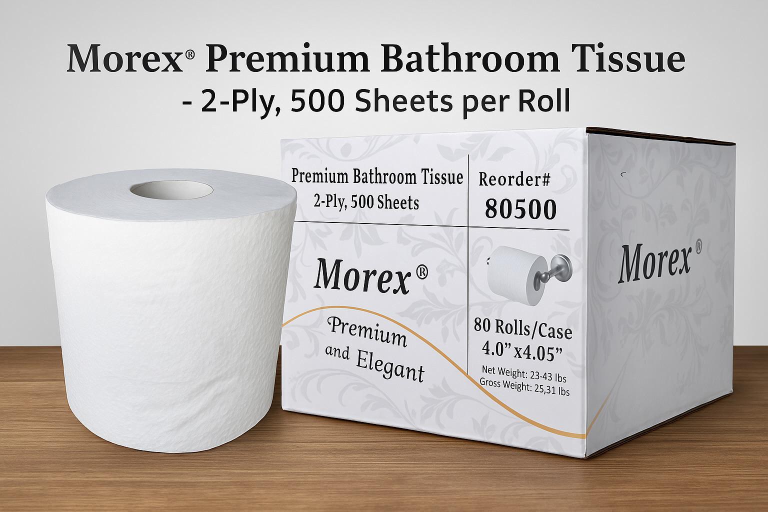 Morex® Premium Bathroom Tissue – 2-Ply, 500 Sheets per Roll