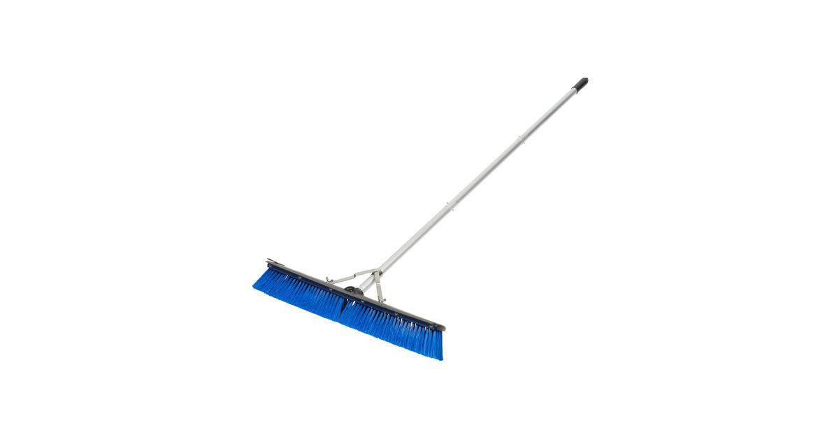 Carlisle 3621962414 Sweep Complete 24" Push Broom with Blue Unflagged Bristles and 60" Handle with Squeegee