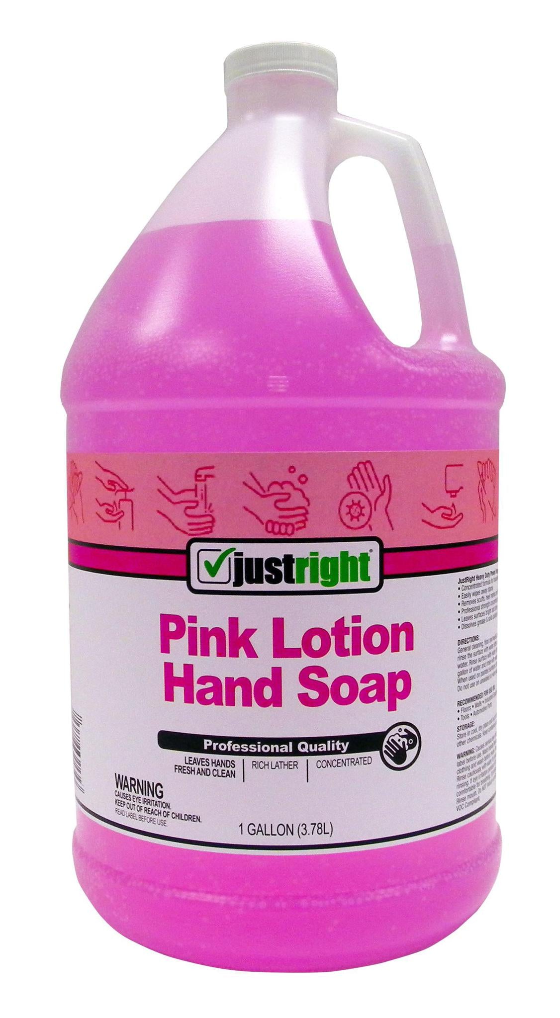 Just Right Pink Lotion Hand Soap (GALLON) 4/Case and Singles