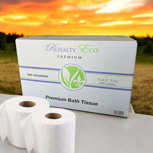 ROYALTY ECO RECYCLINC PREMIUM TOILET PAPER TISSUE 4X3.5 500 SHEETS 96 ROLLS