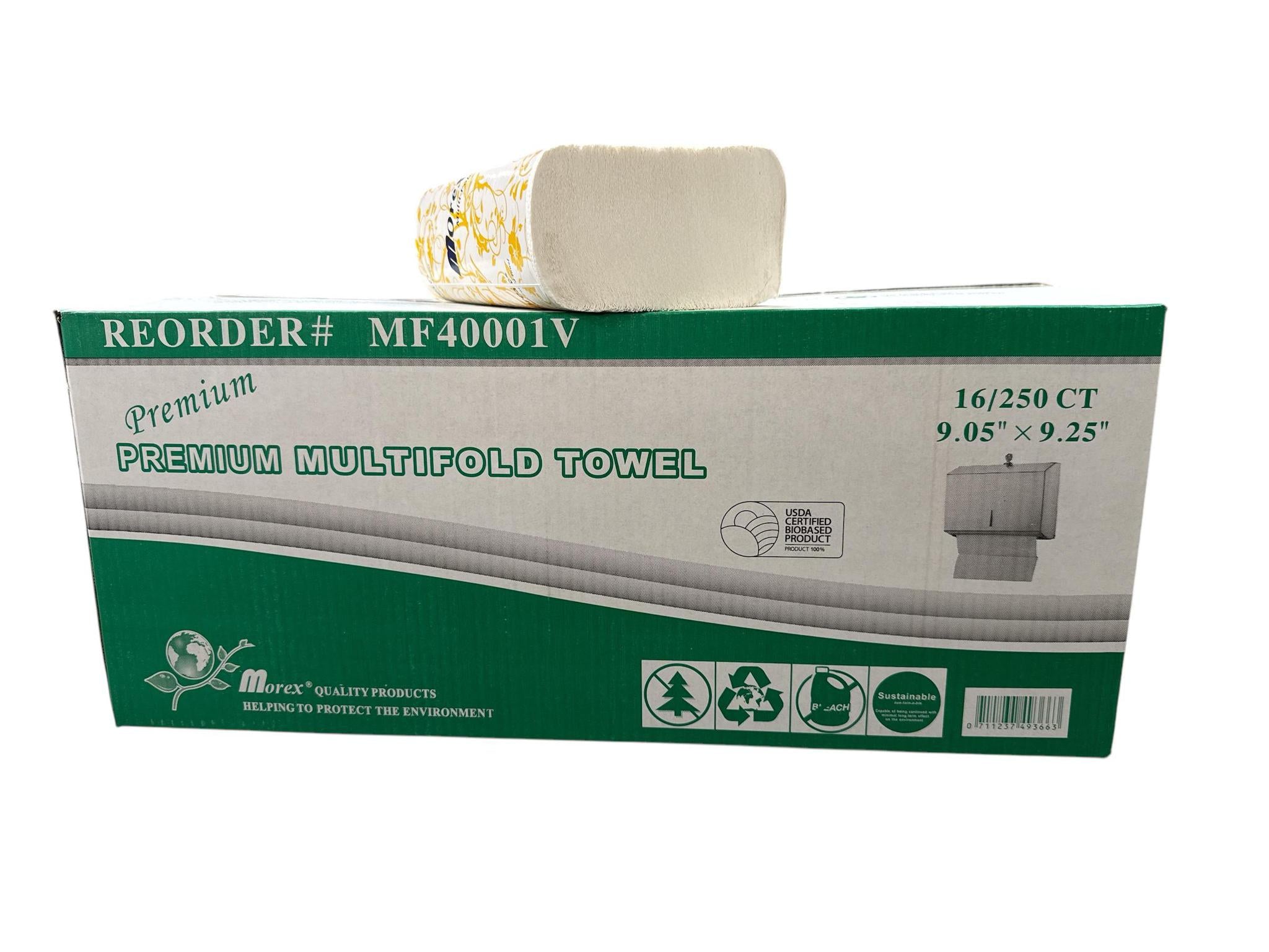 Multifold , 16/250,1 ply , White , 9.25 " x 9.05",  Virgin