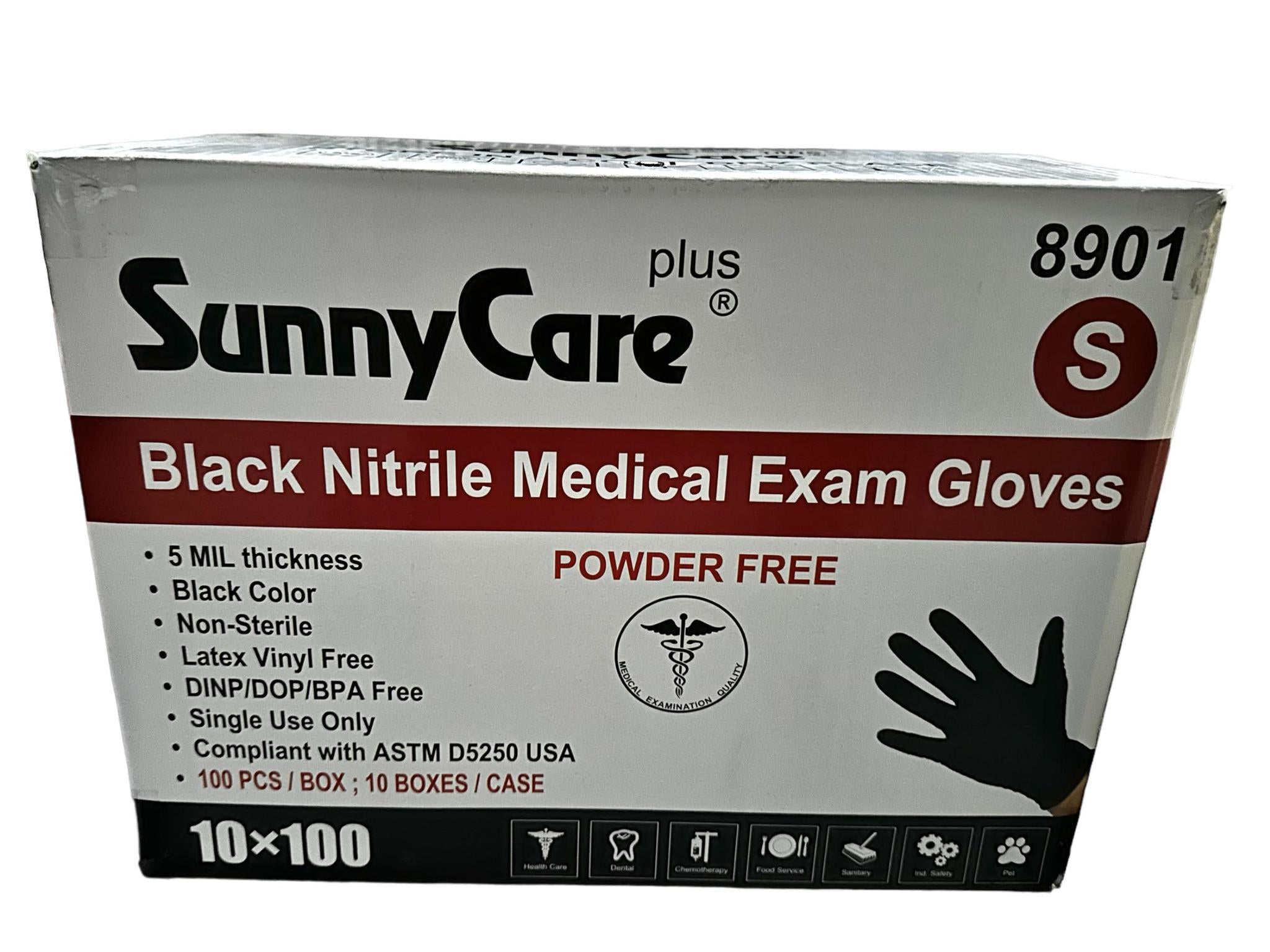 BLACK NITRILE MEDICAL EXAM GLOVES 5MIL POWDER FREE