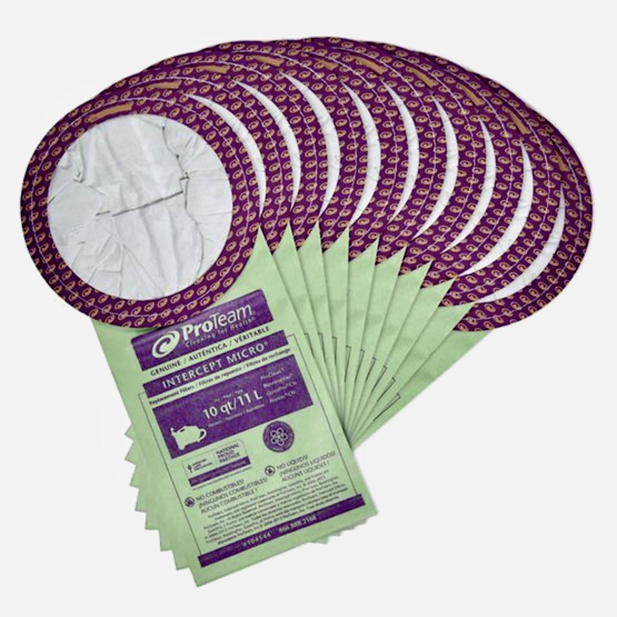 Intercept Micro Filter Bags for Select 10qt ProTeam Canister 10pk