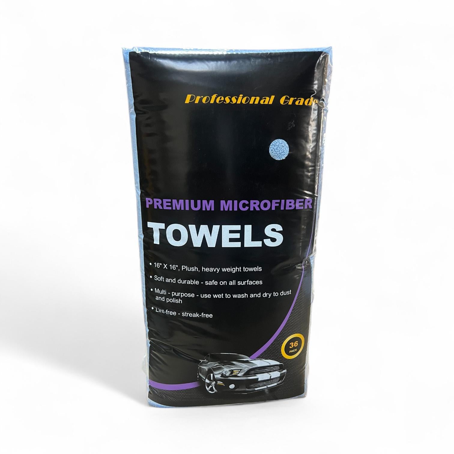 Professional Grade Microfiber Towels – 36 Pack (16"x16", 330 GSM)