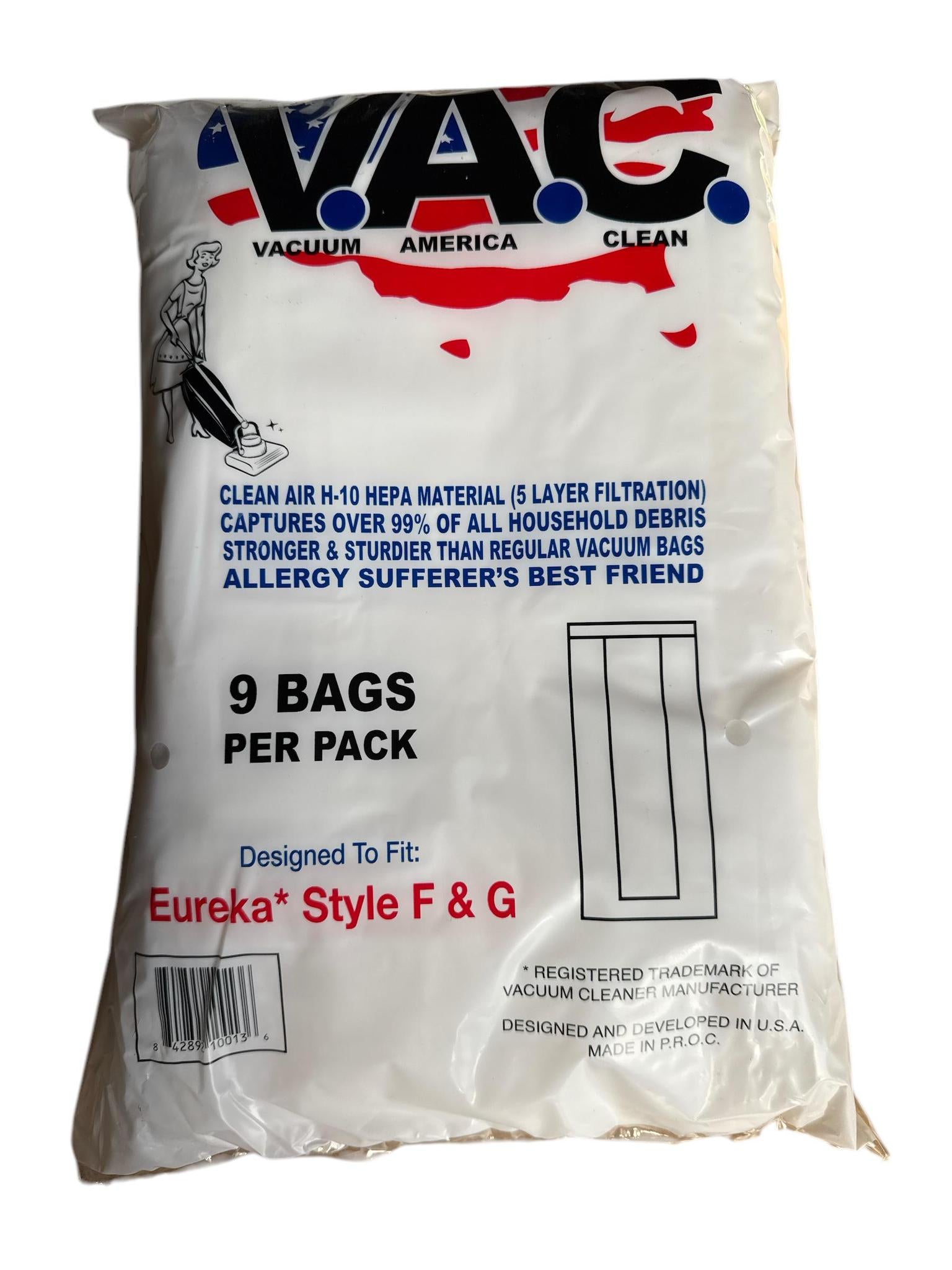 EUREKA* F & G H-10 HEPA Filtration 9 Bags per Pack