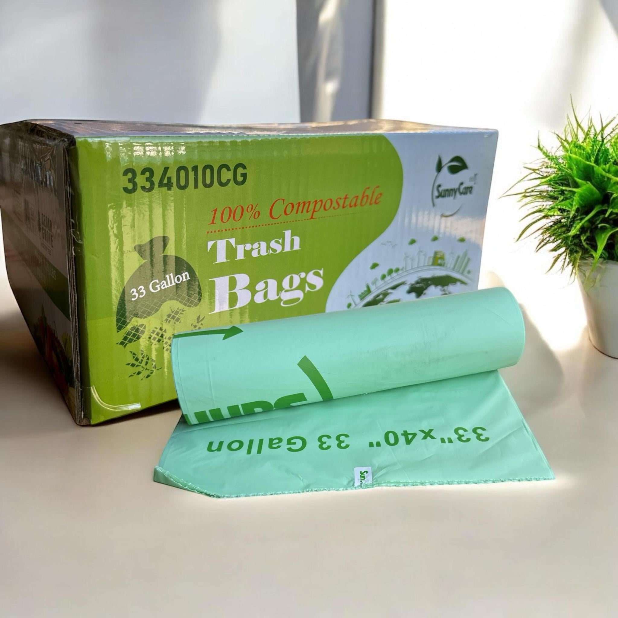 GREEN COMPOSTABLE LINERS 33x40 - 1Mil 100/CASE
