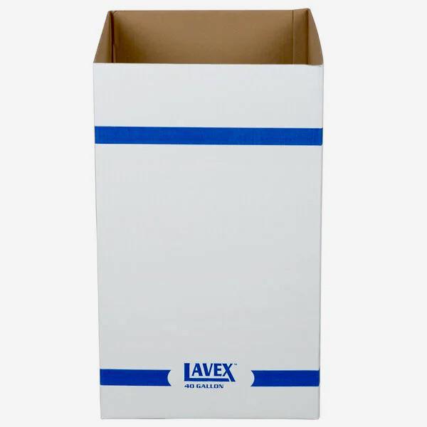 Lavex 40 Gallon White Corrugated Cardboard Trash and Recycling Container/with Lid