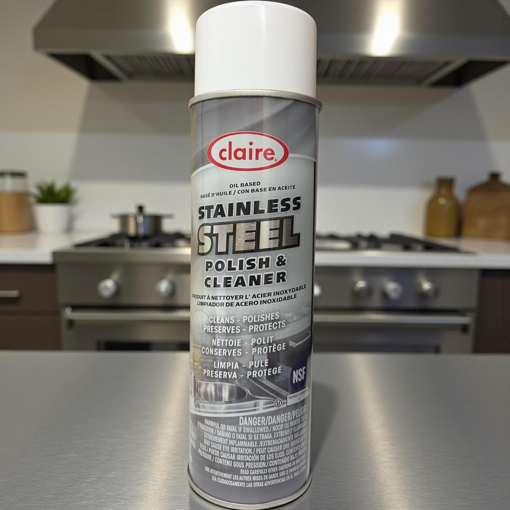 CL841  Claire  Aerosol Stainless Steel Polish &  Cleaner Oil Base  12/20oz