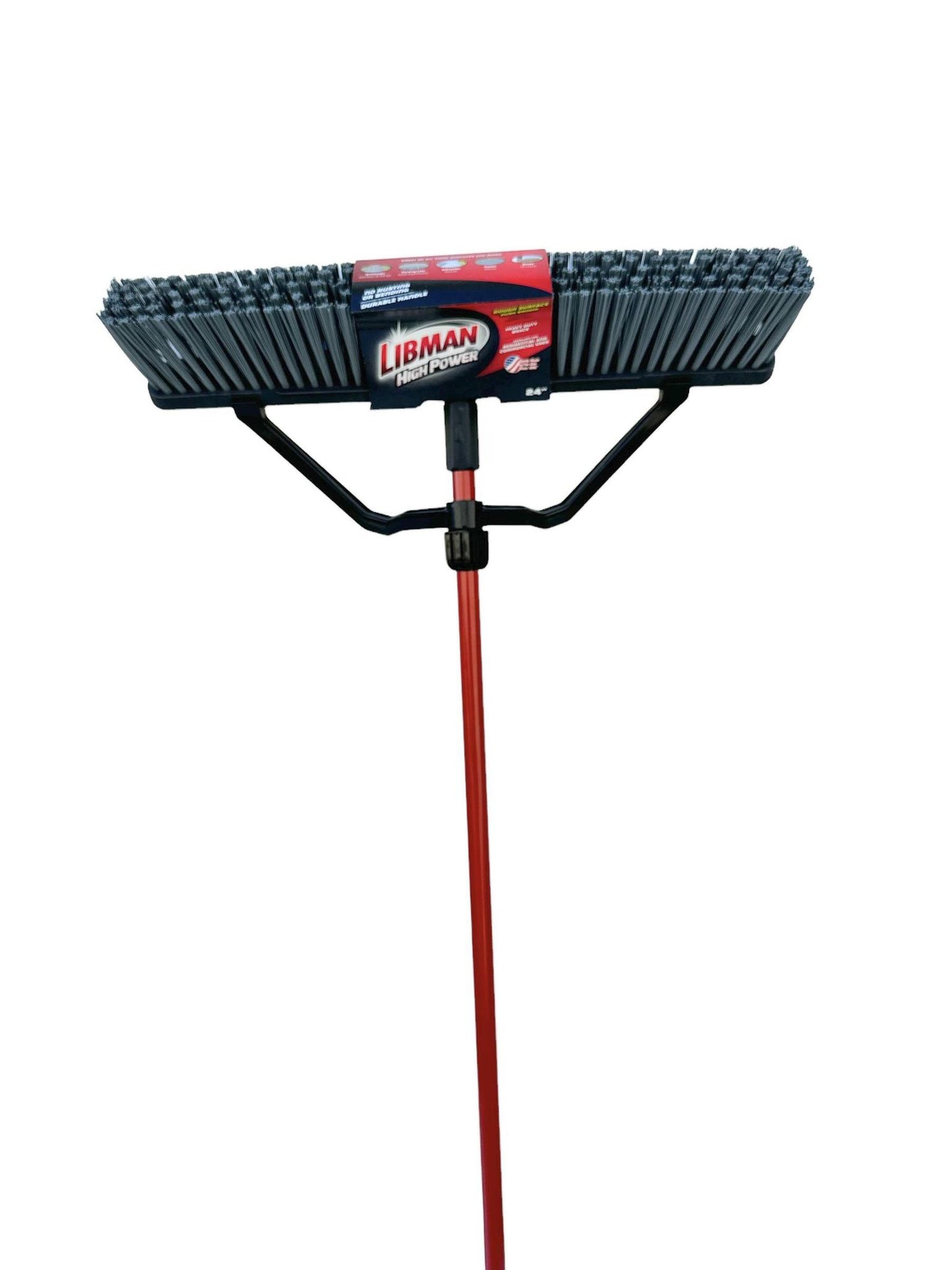 Libman 825 24" Rough Surface Heavy-Duty Push Broom with 60" Handle