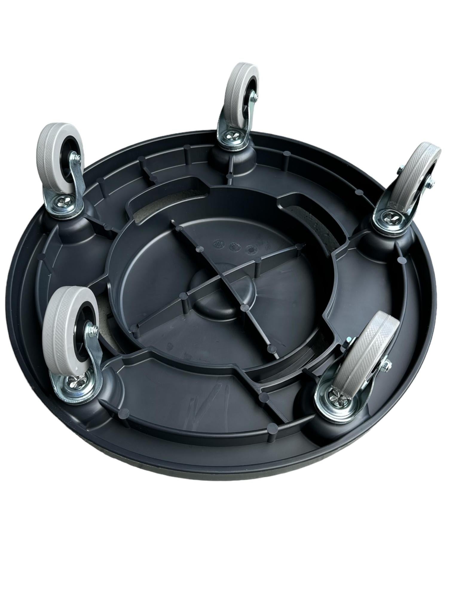 UNIVERSAL DOLLY FOR ROUND WASTE RECEPTACLES, BLACK