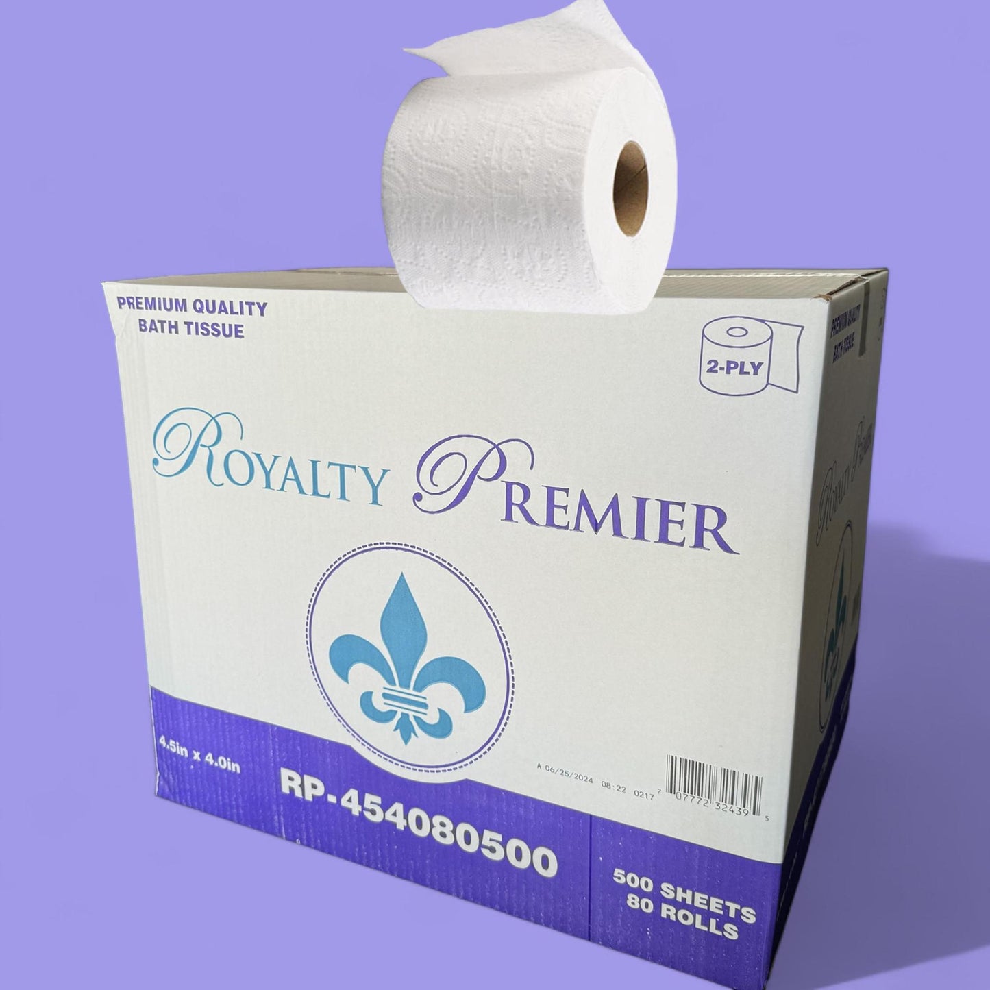 ROYALTY PREMIUM VIRGIN QUALITY BATH TISSUE 4.5X4.0. 2-PLY 500. 80/CASE