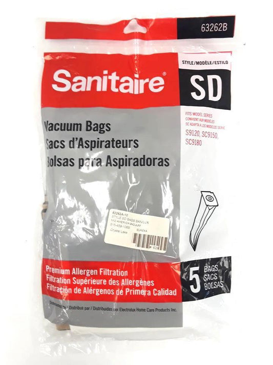 SANITAIRE 6362B SD PREMIUM PAPER VACUUM  BAGS-5/PACK