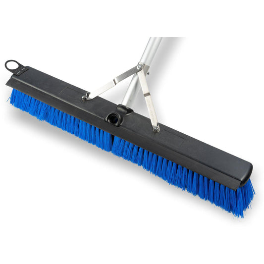 Carlisle 3621962414 Sweep Complete 24" Push Broom with Blue Unflagged Bristles and 60" Handle with Squeegee