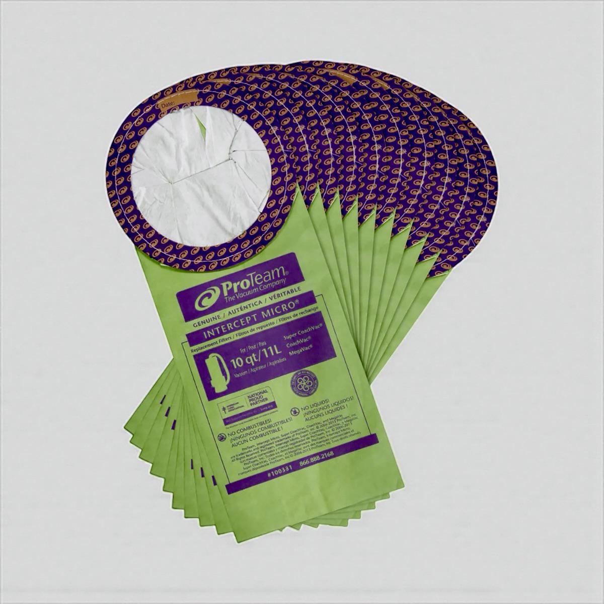 ProTeam 100331 Intercept Micro Filter Bag, Open Collar, Fits 10 Qt. Backpacks (10 pk.)